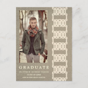 Shandy Boho Tribal Texture Photo Graduation Announcement Postcard