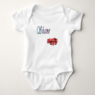 Shane Name With Fire Engine, Baby Bodysuit