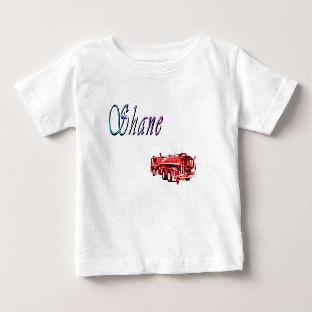 Shane Name With Fire Engine,  Baby T-Shirt (Front)