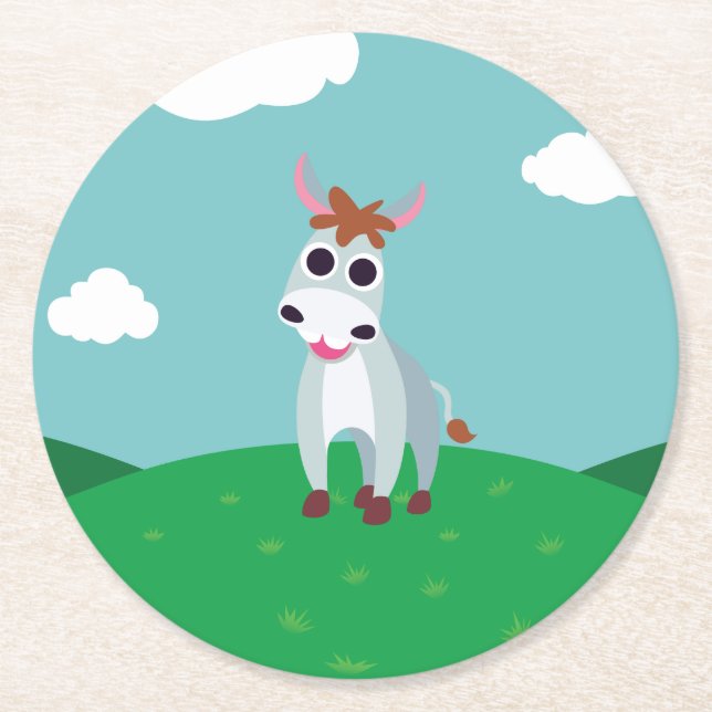 Shane the Donkey Round Paper Coaster (Front)