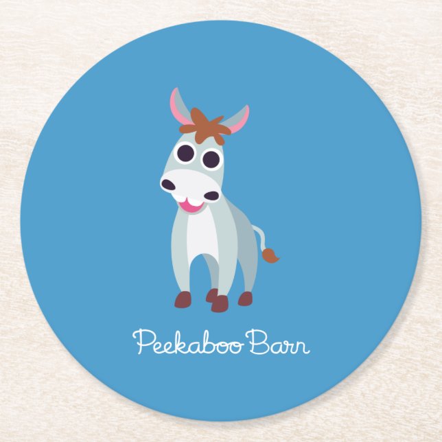 Shane the Donkey Round Paper Coaster (Front)