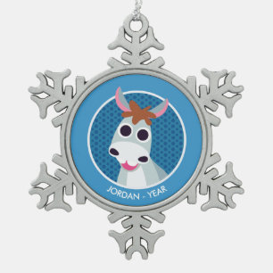 Shane the Donkey Snowflake Pewter Christmas Ornament