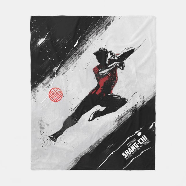 Shang-Chi Kick Illustration Fleece Blanket (Front)