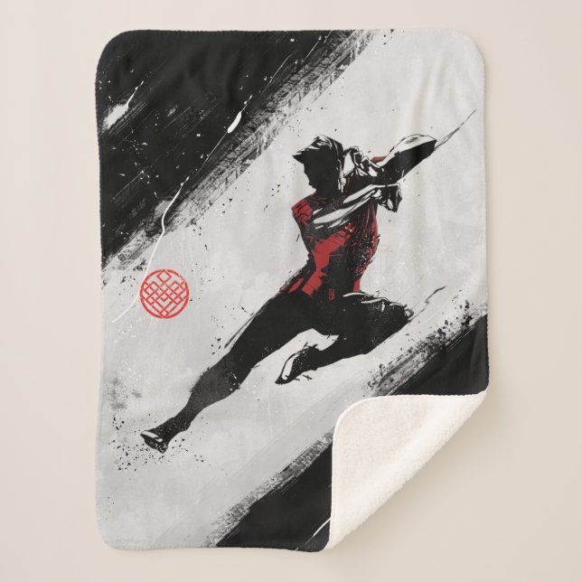 Shang-Chi Kick Illustration Sherpa Blanket (Front)