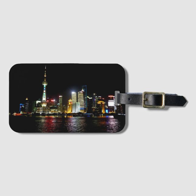 Shanghai at Night Luggage Tag (Front Horizontal)