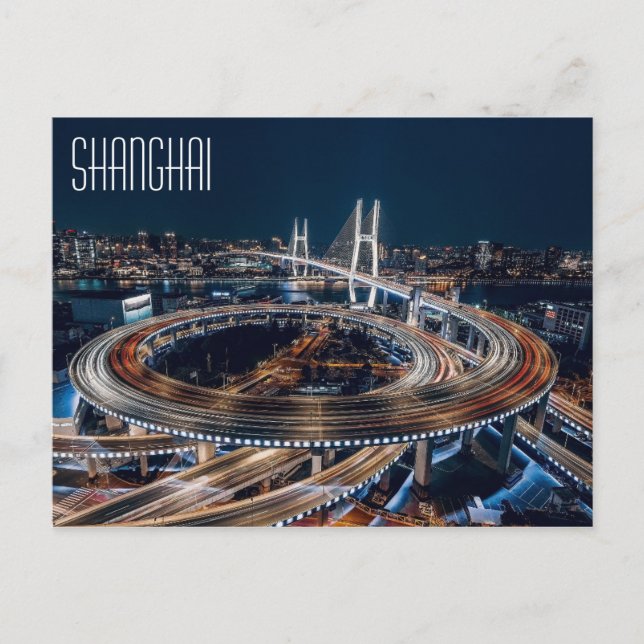 SHANGHAI beautiful nighttime aerial Postcard (Front)