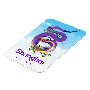 Shanghai China Dragon travel poster Magnet