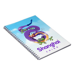 Shanghai China Dragon travel poster Notebook