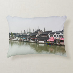 Shanghai, China, Mar 30, 2017, Wooden historic bui Accent Pillow