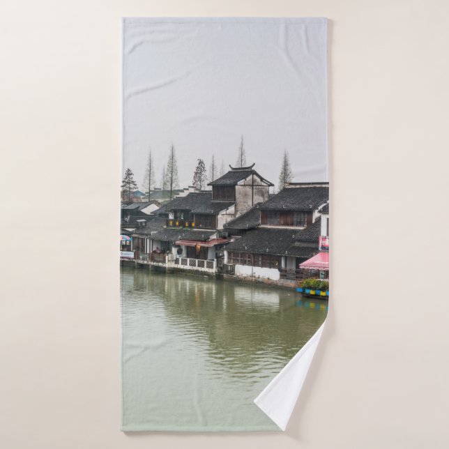 Shanghai, China, Mar 30, 2017, Wooden historic bui Bath Towel (Bath Towel)