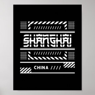 Shanghai China Modern Geometric Typography Design Poster