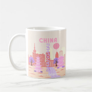Shanghai China Pastel Travel Art Coffee Mug