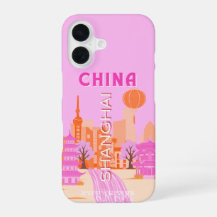 Shanghai China Pink Travel Art iPhone 16 Case