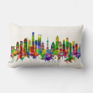 Shanghai China Skyline Lumbar Pillow