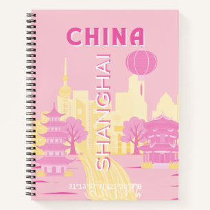 Shanghai China Travel Pink Poster Notebook