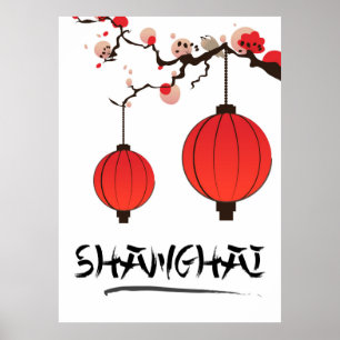 Shanghai China vintage travel poster