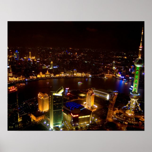 Shanghai China wonderful skyline with modern Poster (Front)