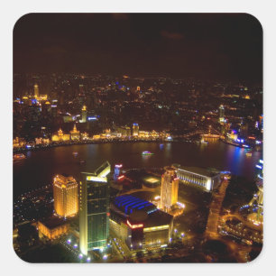 Shanghai China wonderful skyline with modern Square Sticker