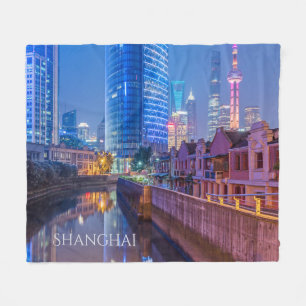 Shanghai Financial District custom fleece blanket