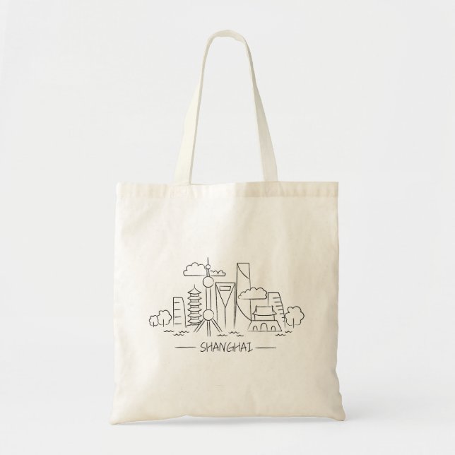 Shanghai Line Art Tote Bag (Front)