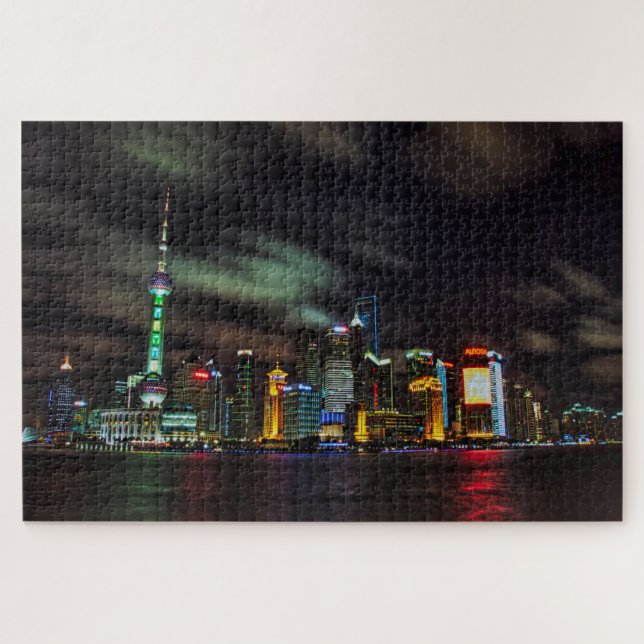 Shanghai Night Skyline Jigsaw Puzzle (Horizontal)