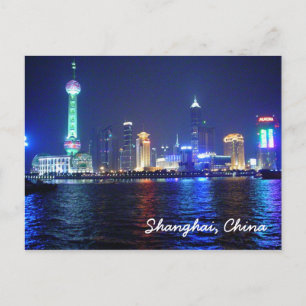 Shanghai Night Time Postcard