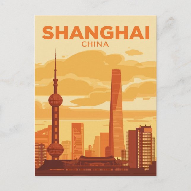 Shanghai Skyline Travel Postcard (Front)