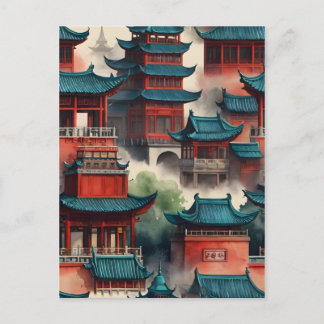 Shanghai watercolor art postcard