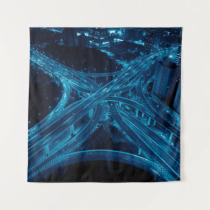 Shanghai Yanan Road overpass bridge at night with Tapestry