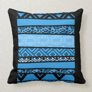 Shango Blue Tribal Design Throw Pillow