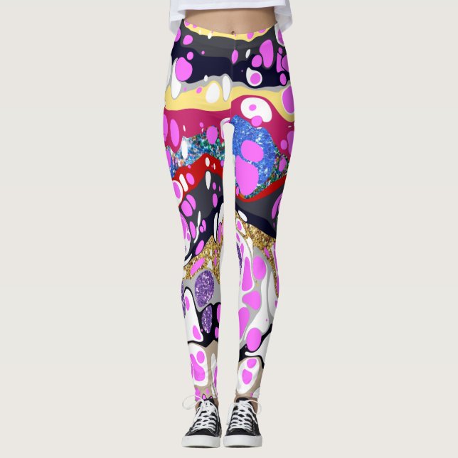 Shani - Multicolored, abstract design Leggings (Front)