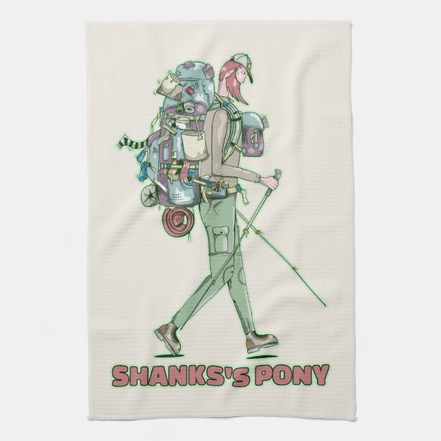 Shanks's pony funny hiker walking kitchen towel (Vertical)