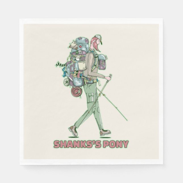 Shanks's pony funny hiker walking napkin (Front)