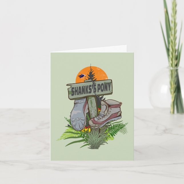 Shanks's pony old hiking boots card (Front)