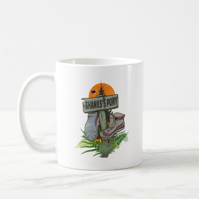 Shanks's pony old hiking boots coffee mug (Left)