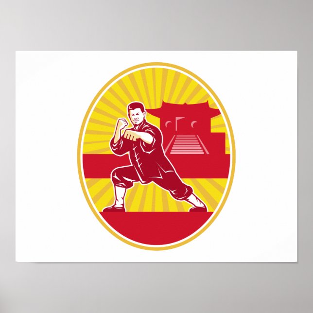 Shaolin Kung Fu Martial Arts Master Retro Poster (Front)