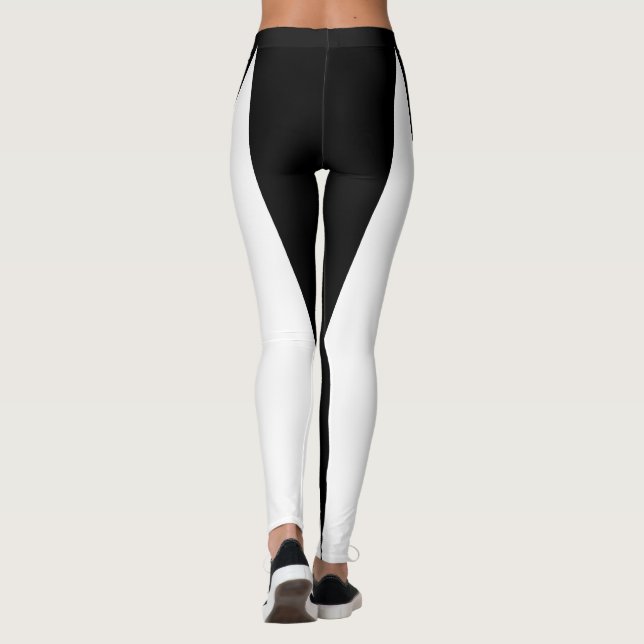 Shape & Curves Two Colour Leggings - Black & White (Back)