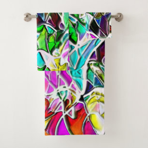 Shape of coloured and shiny stones dipped in milk bath towel set