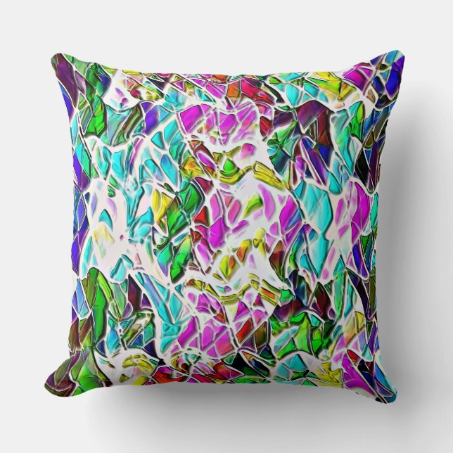 Shape of coloured and shiny stones dipped in milk throw pillow (Front)