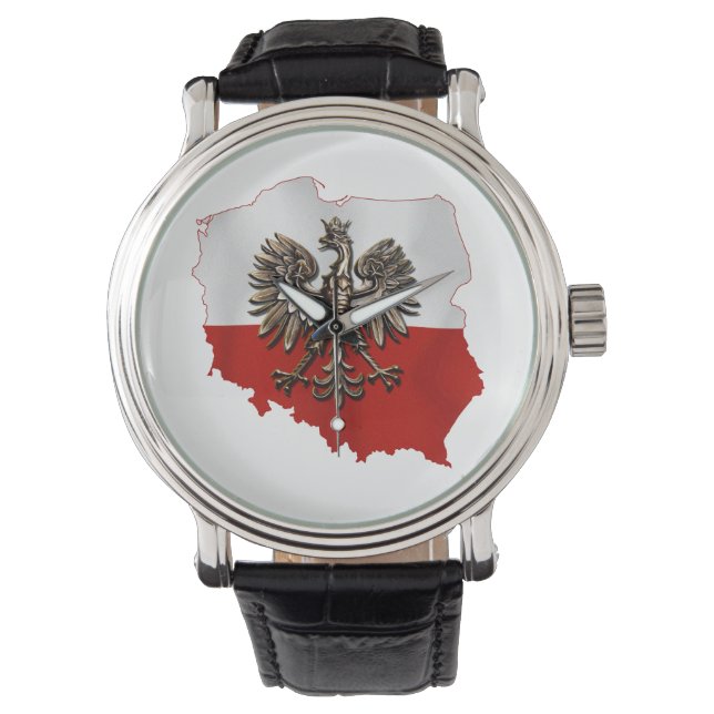 Shape of Poland with polish Flag colours and Eagle Watch (Front)