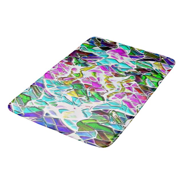Shape of very colourful stones dipped in milk soup bath mat (Angled)