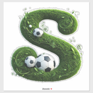 Shaped Grass Letter With Soccer Balls