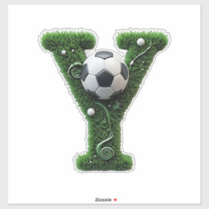 Shaped Grass Letter With Soccer Balls