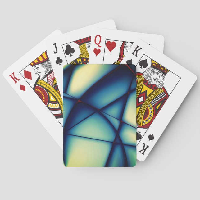 Shapeless cutouts raised, blue to 'avocado cream'  playing cards (Back)