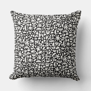 Shapes Abstract 140821 - White on Black Throw Pillow