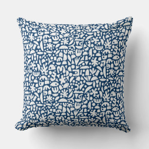 Shapes Abstract 140821 - White on Indigo Blue Throw Pillow