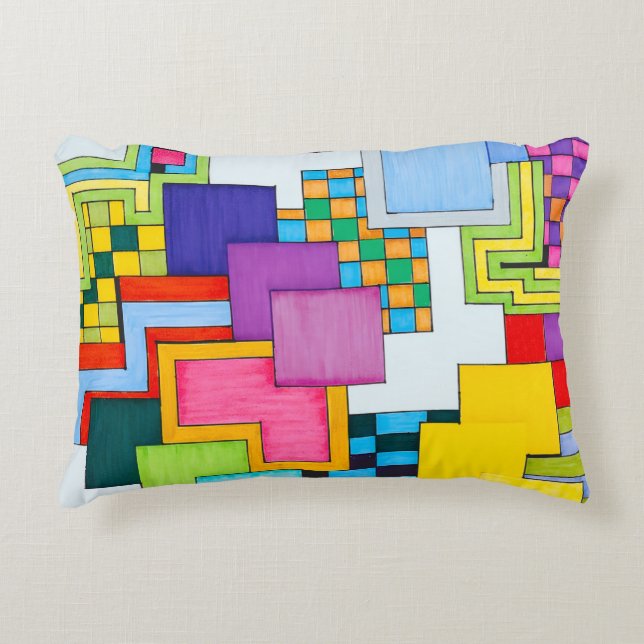 Shapes and Overlapping Colors Accent Pillow (Front)
