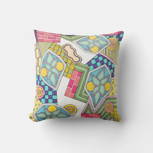 Shapes and Sequins Throw Pillow (Front)