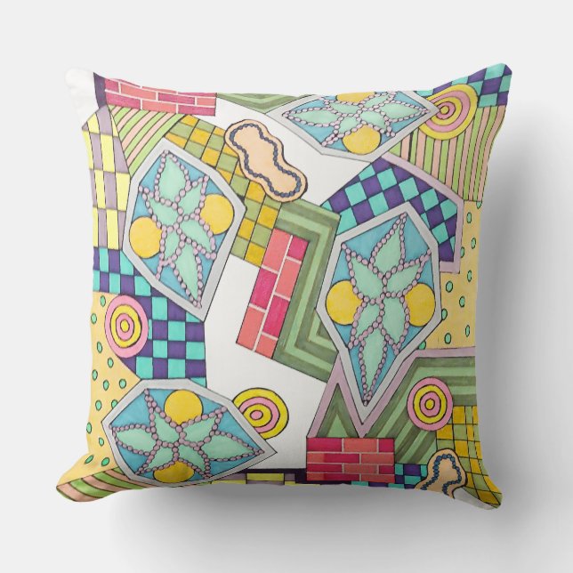 Shapes and Sequins Throw Pillow (Front)