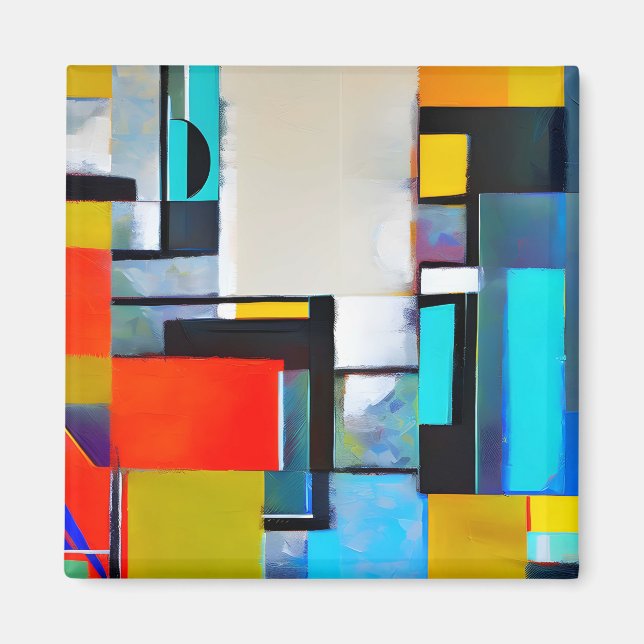 Shapes Geometric Abstract Painting Magnet (Front)